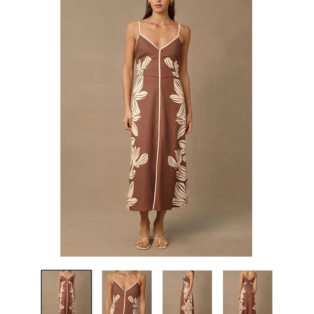 Mon Renn PALMERA MIDI DRESS - COCOA FLORAL size XS